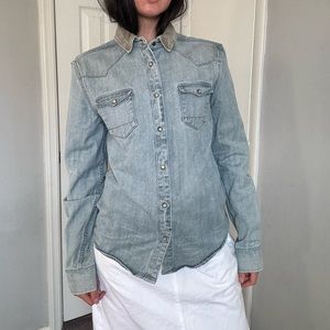 All Saints denim western style button up with corduroy collar shirt